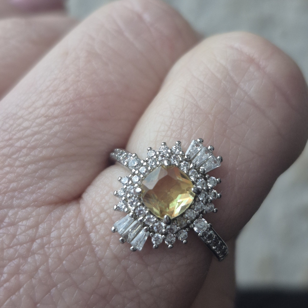 Dazzling Yellow Gemstone Silver Ring - image 2